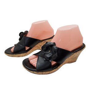 kim rogers womens 3in cork wedge heel floral accent sandals.